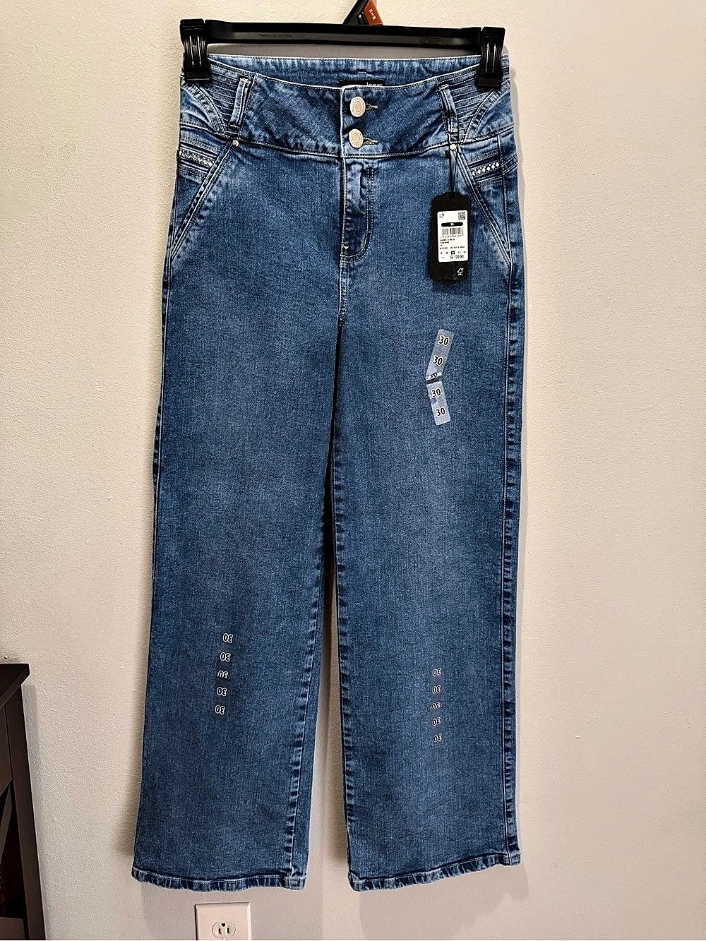 Falabella Denim Collection wide-leg jeans Wide Leg Blue Jeans Waist 27 NWT - Picture 2 of 11